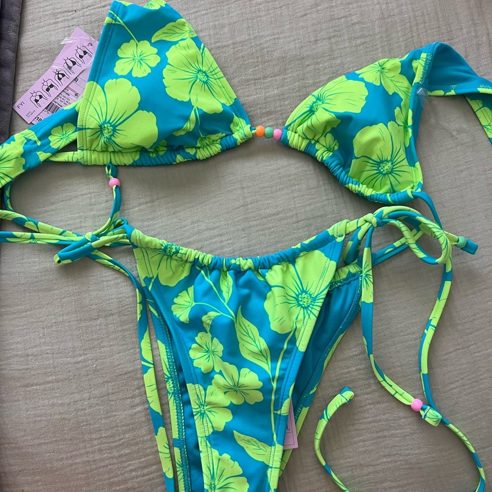 Wild Fable Blue and Green Bikini Tropical Print